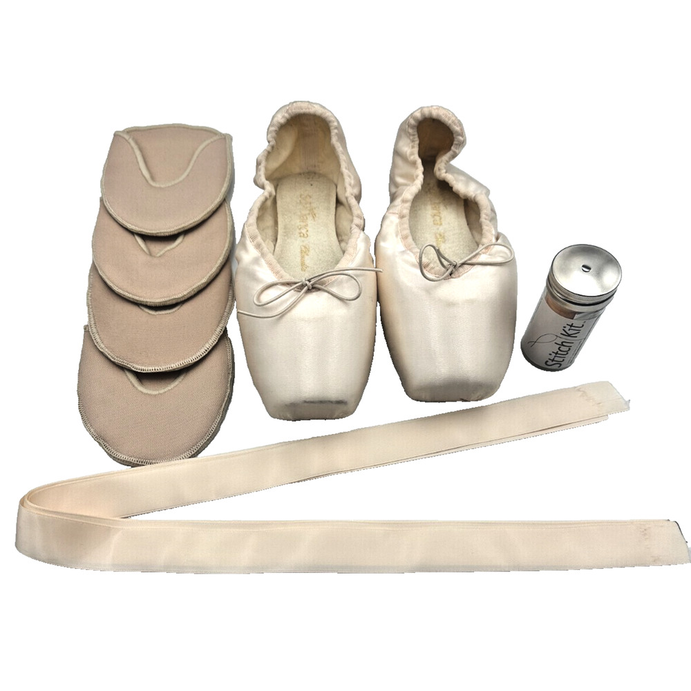 So Danca Pink Ballet Pointe Shoes Size:5- Bundle Satin Ribbon, Stitch Kit &Guide